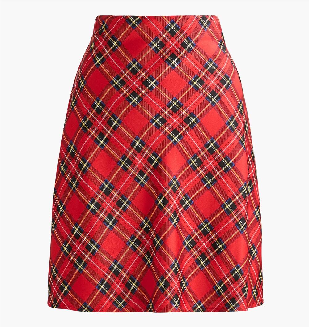 J. CREW NWT Bias-Cut Red Plaid A-Line Slip Skirt // XL